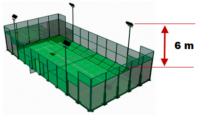 Padel Court Höhe inkl. Flutlicht