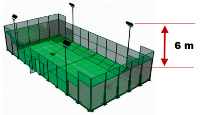 Altezza del campo da padel incluso il proiettore 