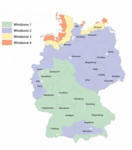 Padel wind zones Germany according to Dehn